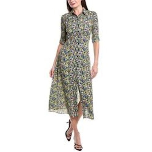 Maje Dresses & Skirts - Maje Floral Button Front Midi Dress with Back Cutout Purple Green Yellow US L‎
